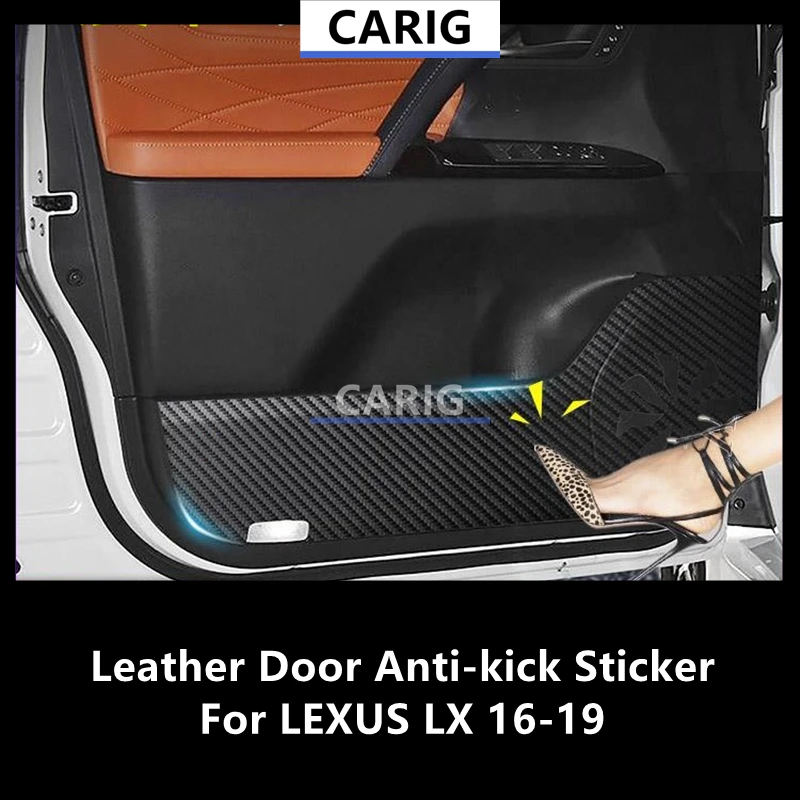 

For LEXUS LX 16-19 Leather Door Anti-kick Sticker Modified Carbon Fiber Pattern Interior Film Accessories Modification
