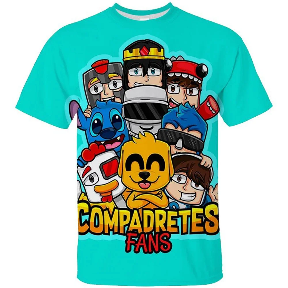 Camisetas de manga corta informales con estampado 3D de Compadretes Mikecrack para niños y niñas, trajes bonitos, camisetas para niños