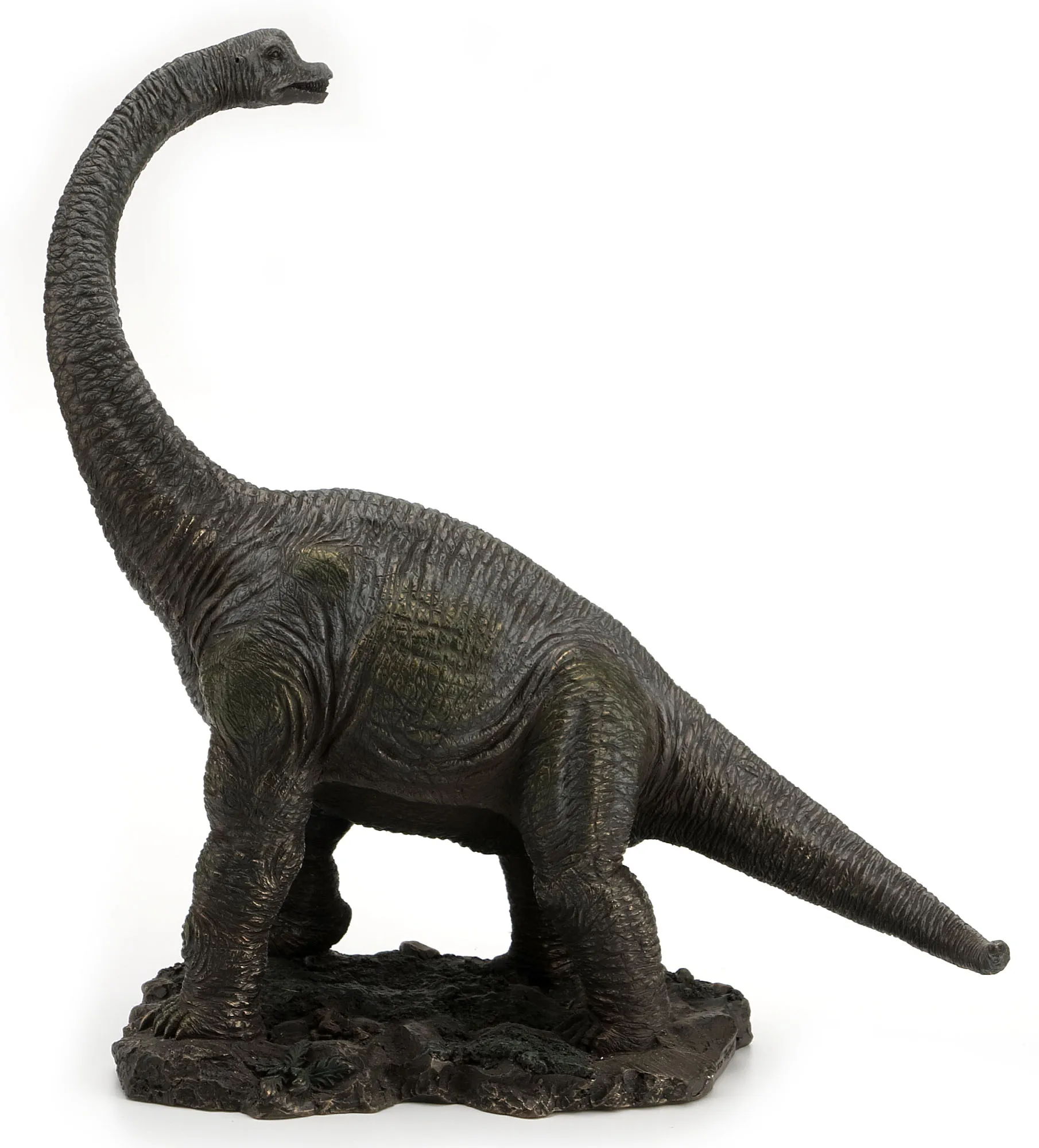 Realistic Brachiosaurus Dinosaur Resin Figurine Giant Long Neck Dino Statue Rocky Base Prehistoric Animal Ornament Home Decor