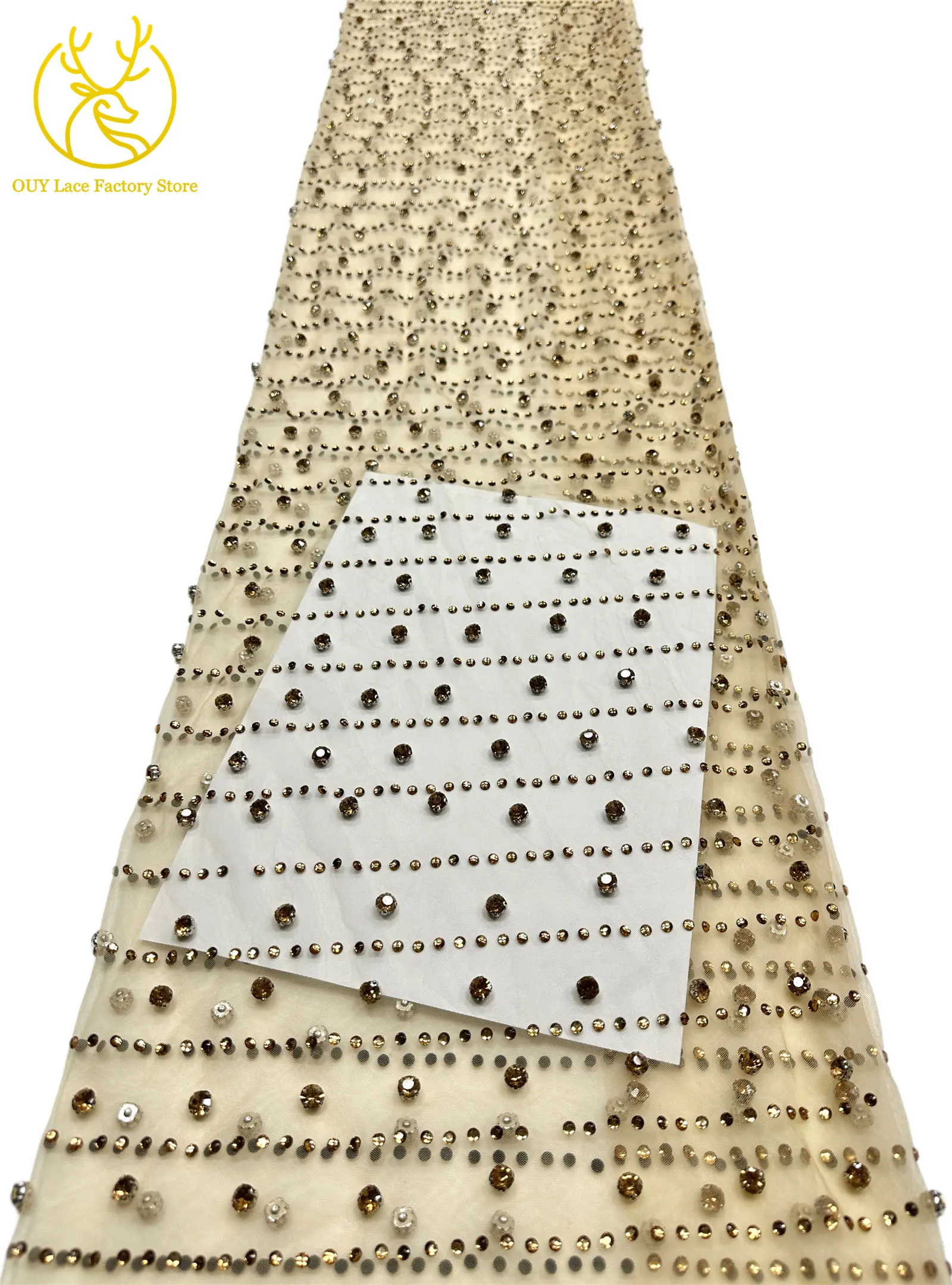 Grüner Neuer Stil Österreichischer Diamant-Tüll-Netzstoff 5 Yards Afrikanischer Spitzenstoff Bunter Strass-Netzstoff für Hochzeitskleider – Detail 13