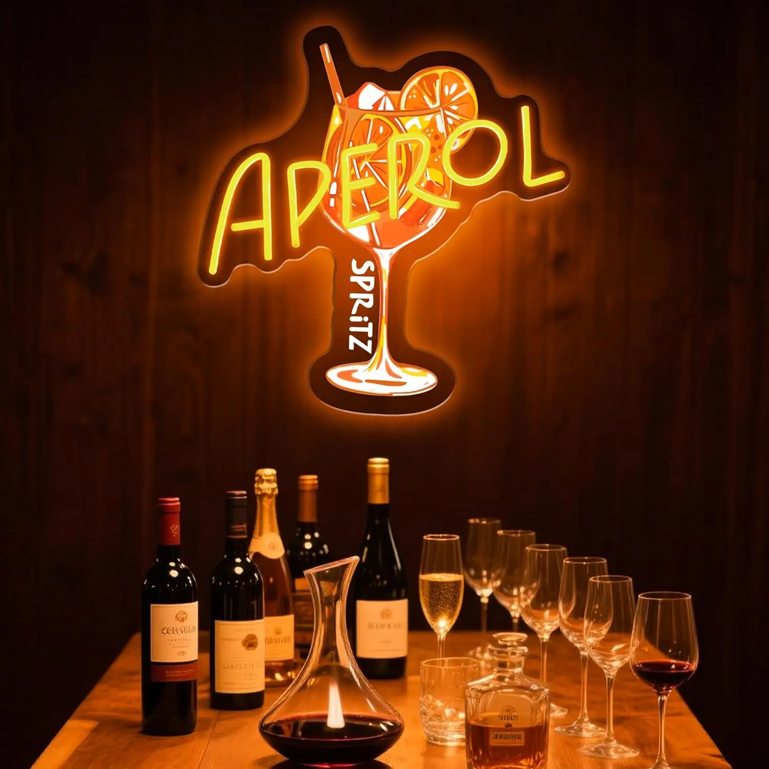 Orange/Aperol Spritz Neon Sign LED Cocktail Neon Light for Home Bar Man Cave Kitchen Party Decor Spritz Lover Gift USB Dimmable