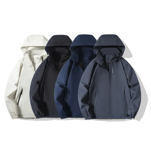 Imagen 2 del producto Chaqueta impermeable para hombre, impermeable exterior ligero con capucha para exteriores, chaqueta a prueba de viento para senderismo, chaquetas para escalar al aire libre