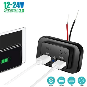 PD QC 3.0 Dual USB Fast Socket de carga de cargador Carretero cargador de cargador 12V 24V para motocicleta de automóvil RV Barco ATV Camión 10 mejores gadget de 12V de ventas - №8
