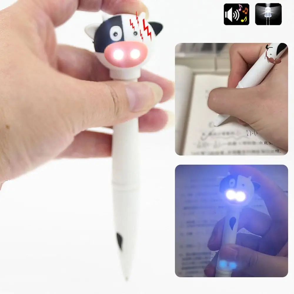

Funny Gift Luminous Cow Ballpoint Pen Cow Shape Luminous Sound Cartoon Cow Electronic Pen Plastic Office Supplies