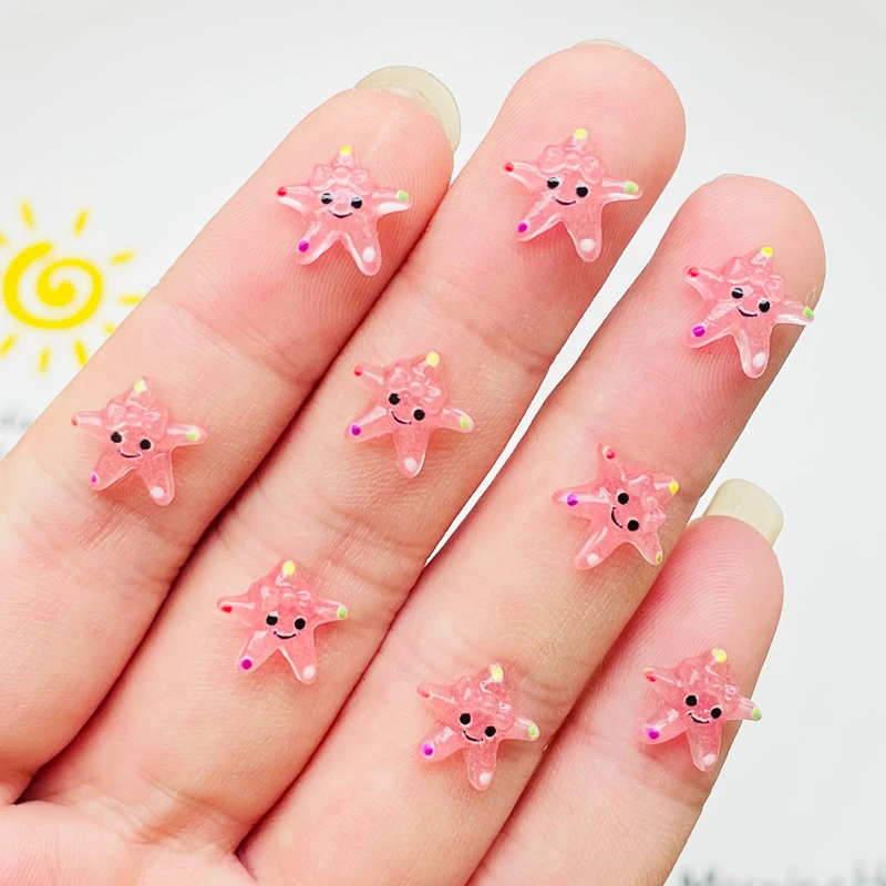 

50 Pcs New Cute 10*11mm Resin Mini Colored Starfish Flat Back Stone Figurines DIY Jewelry Wedding Scrapbook Manicure Accessories