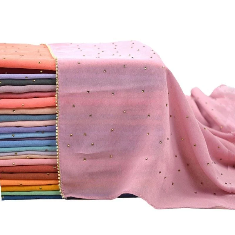 

New Pearl Shiny Sequin Long Scarf Shawl Women's Cover Head Scarf Trans-seasonal Spring Summer Chiffon Fabric Warmth Feature