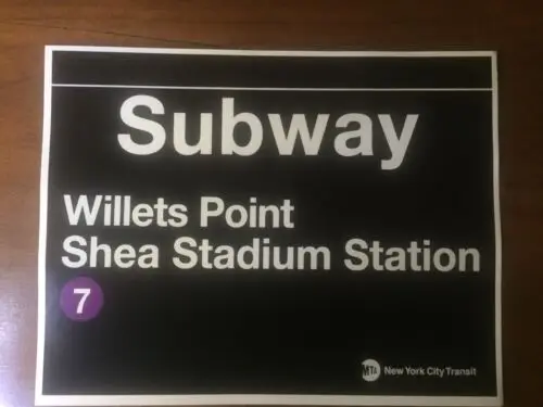 q1,TIN SIGN New York Subway Shea Stadium” MLB Sports Decor Mancave Bar Mets Umps-Aluminum