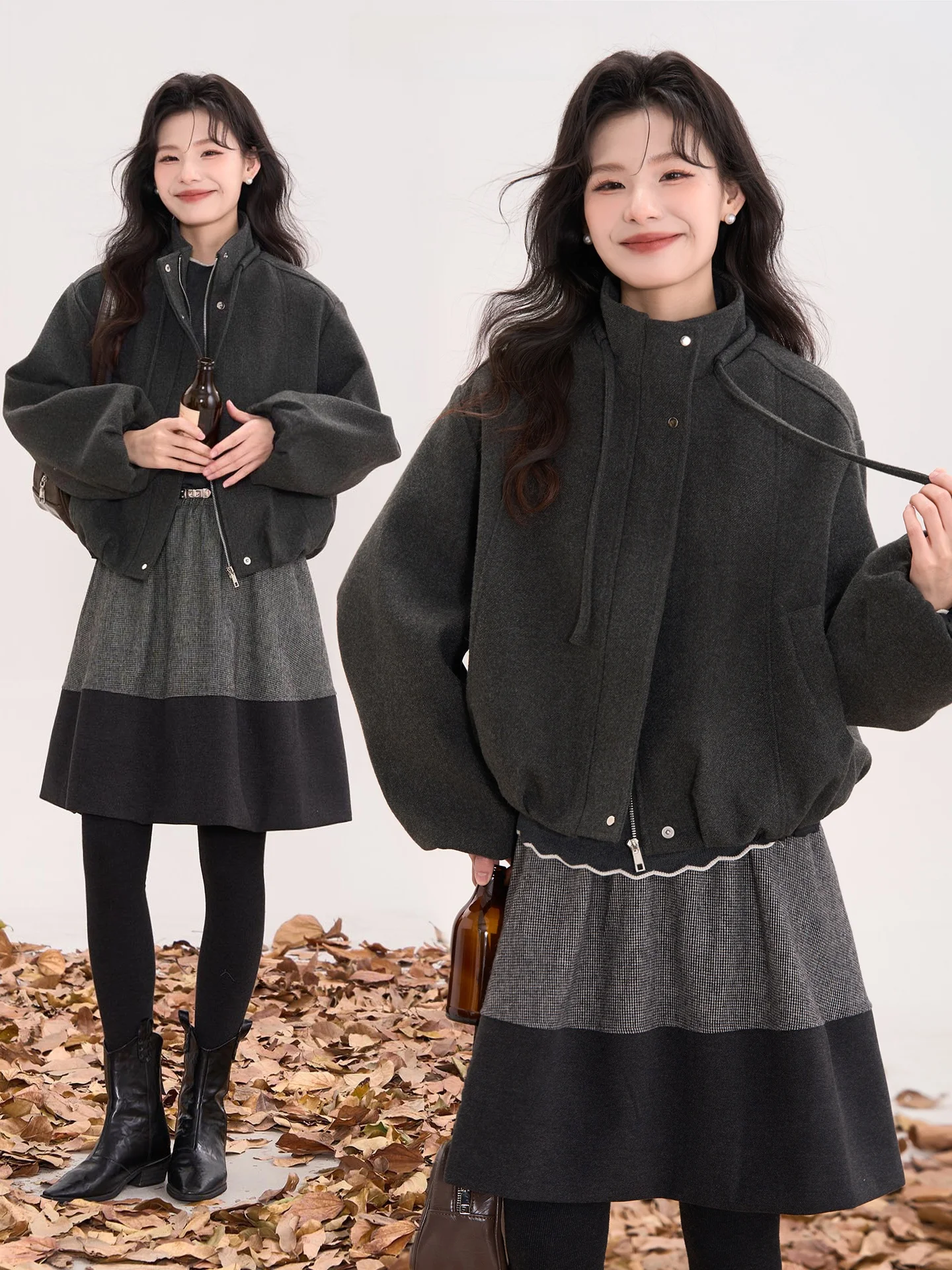 

Женская шерстяная куртка-бушлат Heme 0 с воротником-стойкой, весна-осень-зима, модная, простая, элегантная