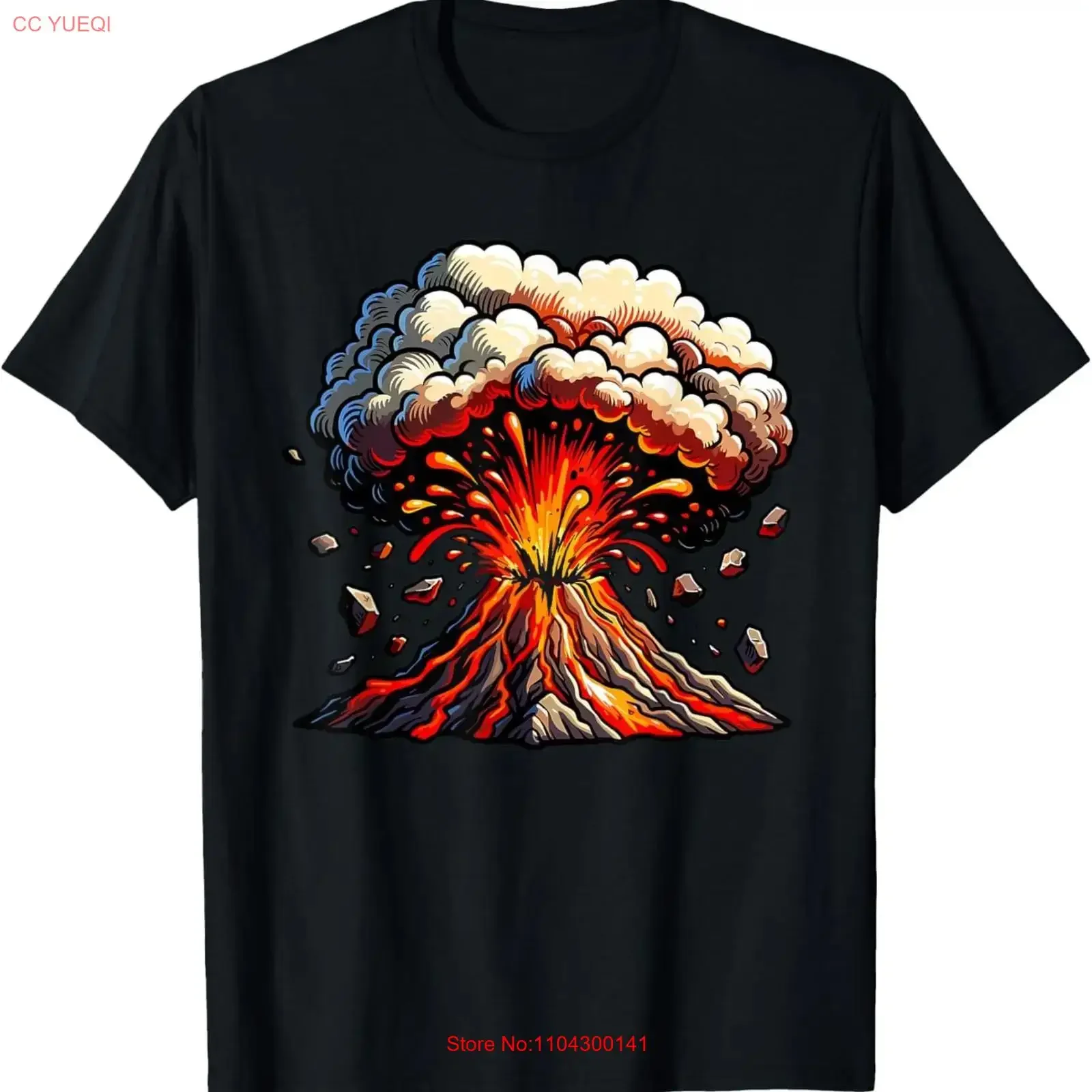 Cool Animated Volcano Lava Science Geology For Kids T Shirt long or short sleeves vintage Washed graphic streetwear Stylish