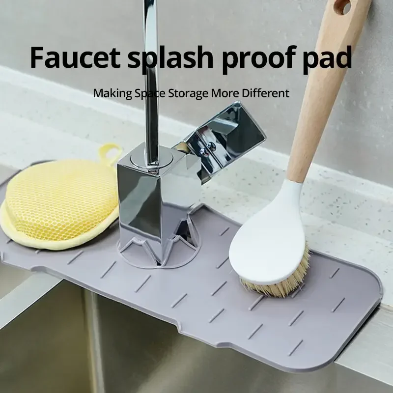 Kitchen Faucet Absorbent Mat Sink Splash Guard Silicone Drainage Drying Pad Countertop Protection essentials tools accessories