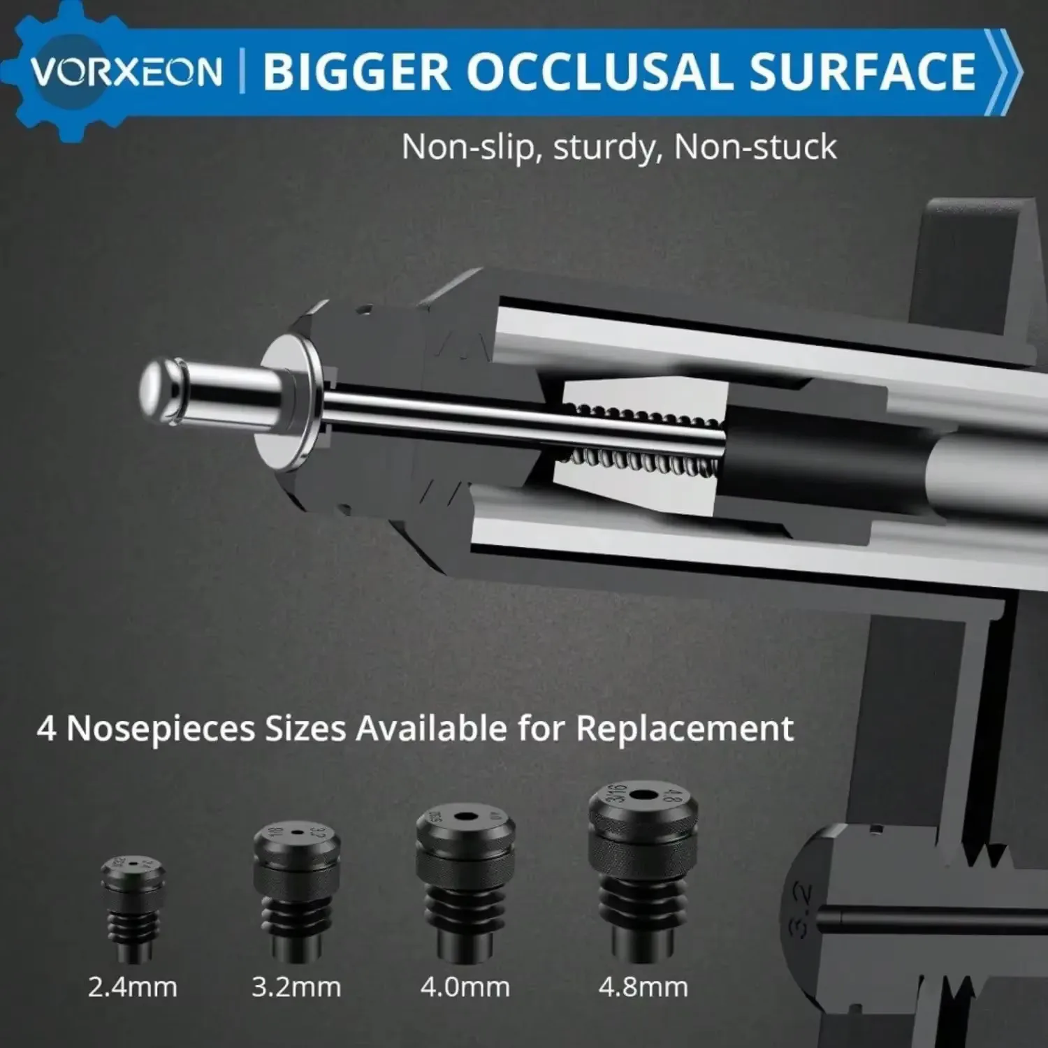 Heavy Duty Rivet Gun Hand Riveter Tool Kit with 4 Nosepieces 100 PCS Rivets Durable Professional Rivet Gun for Furniture Trailer