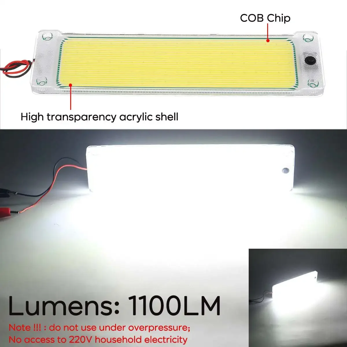 2Pcs 12V 24V LED DRL COB Car Interior light Reading Light LED Strip Light 8000K RV Caravans Bus Truck Tailer Camper Trunk for VW