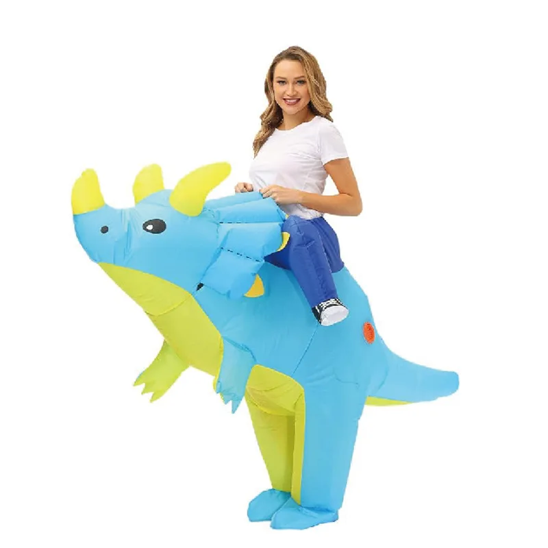 

Inflatable Dinosaur Rider Costume Winged Dragon Riding Motion Sports Performance Halloween Cosplay Outfit for Events and Parties