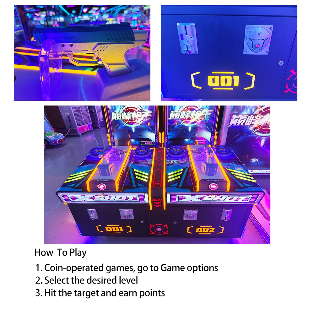 2-Player TOP GUN Shooting Arcade Machine, Coin Operated, Metal, Indoor Amusement Park Game Equipment for Game Center