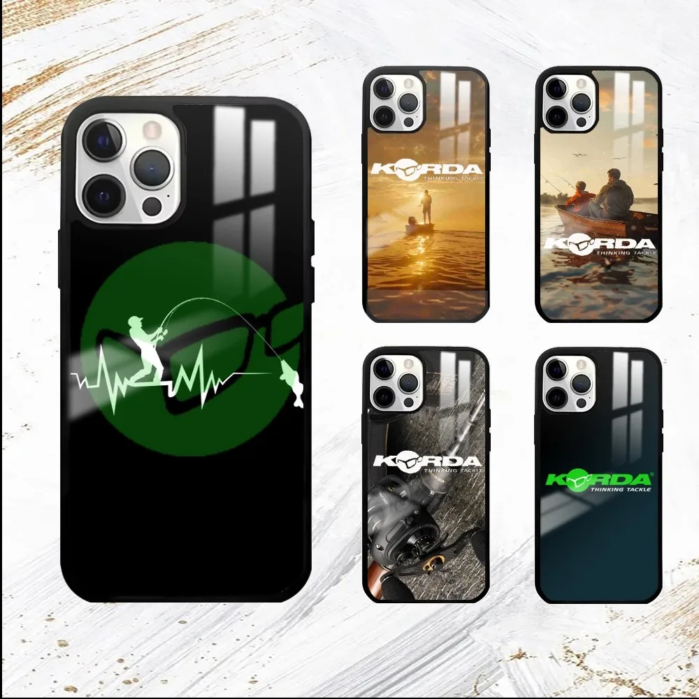 K-Korda Fishing Tackles Phone Case For iPhone 16 15 14 13 12 11 Pro Max Plus Mini PC Fashion High Quality mirror phone case