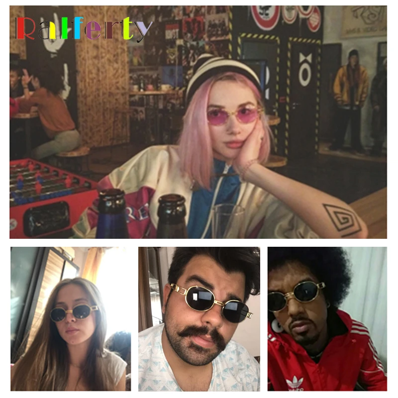 Ralferty Retro małe okrągłe okulary przeciwsłoneczne mężczyźni mężczyzna w stylu Vintage Steampunk okulary kobiety Hip Hop złote okulary okulary UV400 luneta — zdjęcie 6