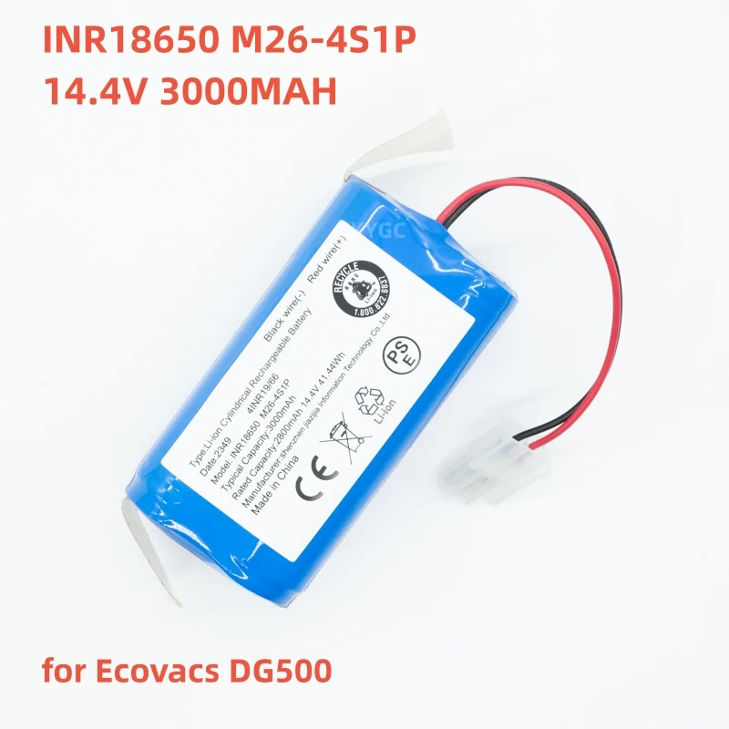New INR18650 M26-4S1P 14.4V 3000MAH Floor Sweeper Battery for Ecovacs DG500