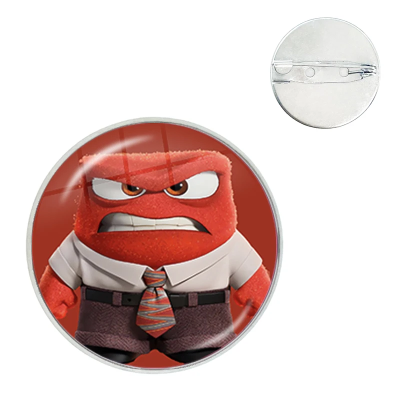 Lnside Out Joy Sadness Anger Fear Glass Dome Brooches Shirt Lapel Bag Clothes Hat Badge Cartoon Pins Gift