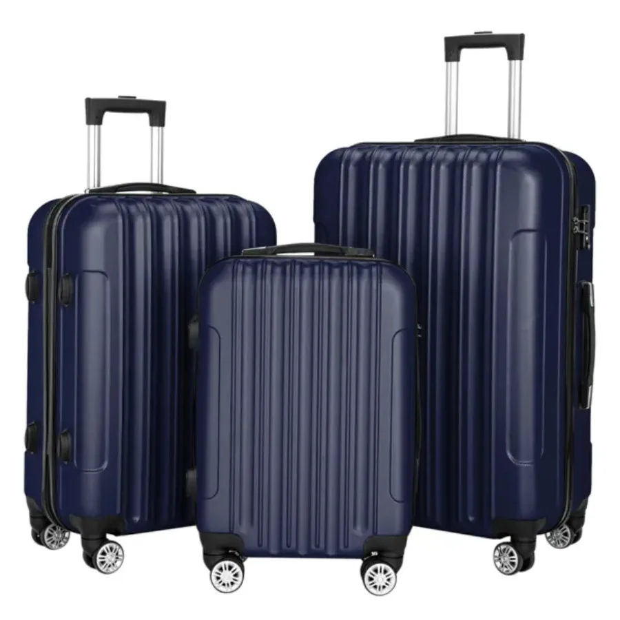 Large Capacity Travel Storage Suitcase Luggage Set Navy Blue 3-in-1 Multifunctional