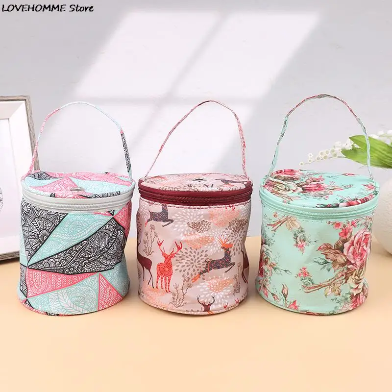 New Round Knitting Bag Home Daily Storage Bag Wool Yarn Crochet Sewing Needle Handbag Weaving Tool Tote