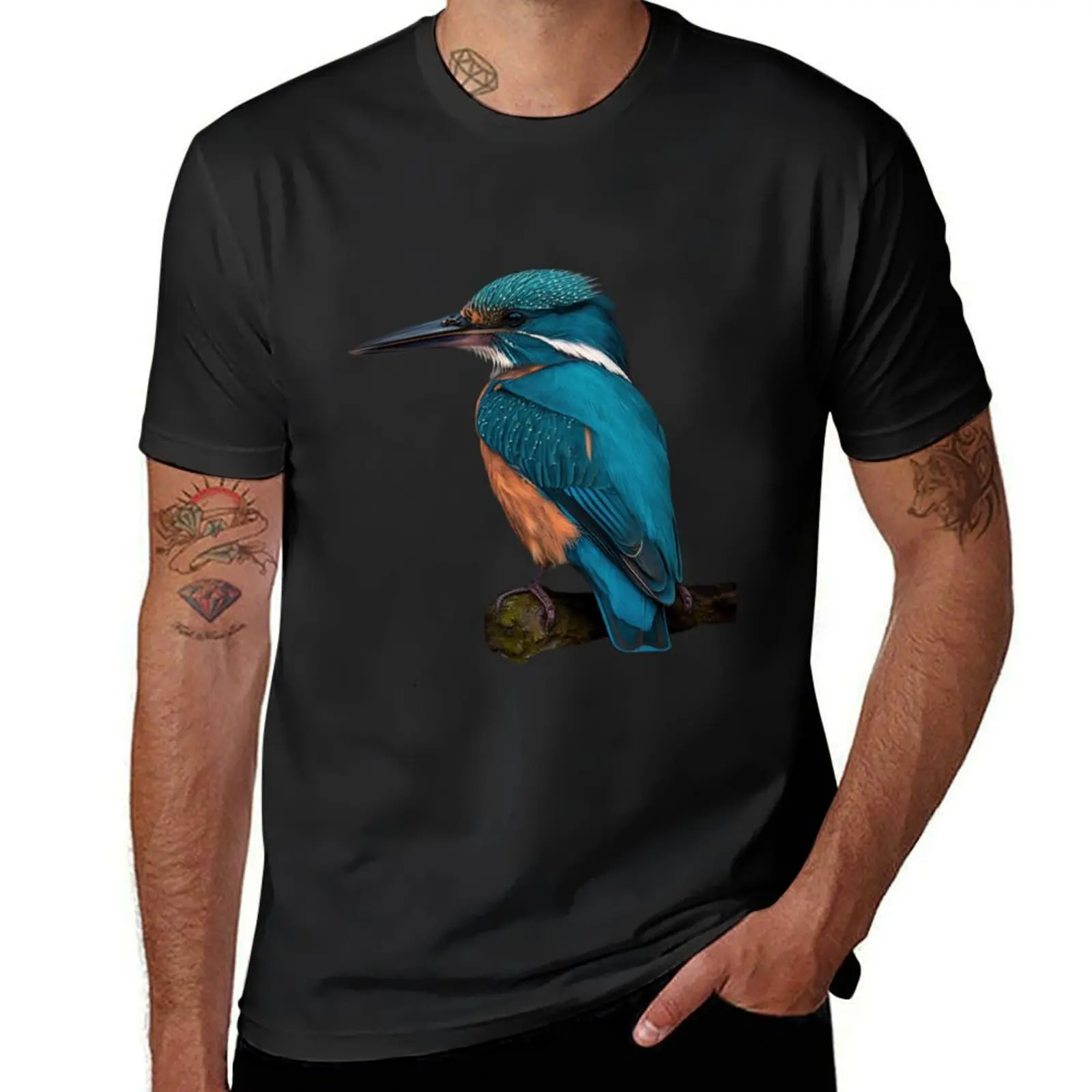 Stunning Kingfisher sitting on branch T-Shirt graphics new edition fruit of the loom mens t shirts