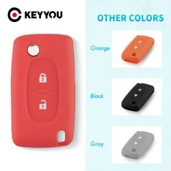 KEYYOU Silicone Remote Car Key Case Key cover for Peugeot 208 207 3008 308 508 408 2008 407 307 206 2 Button Citroen Sega C5