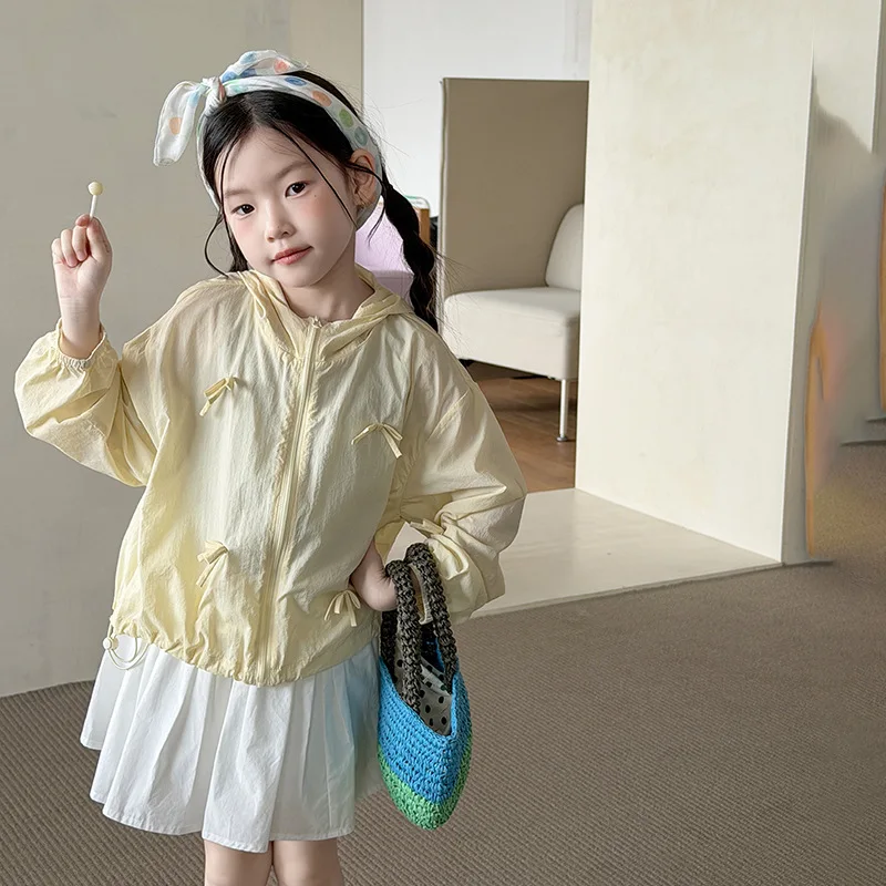 UPF50+ High Sun Protection Girls Lightweight Sunscreen Clothing Summer Sweet and Three-dimensional Bowknot Sunscreen Jacket