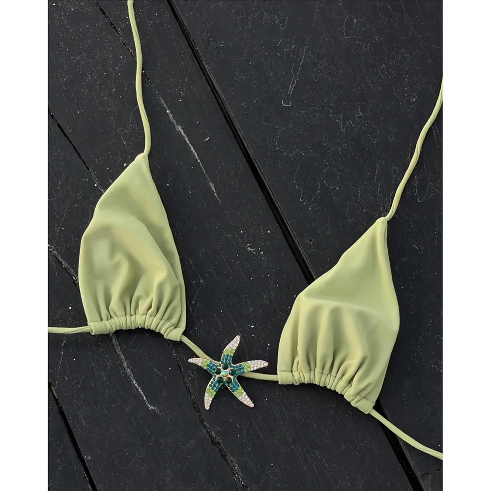 

Micro Bikinis 2025 Sexy Swimsuit Women Swimwear Halter Bikini Set Colorful starfish Biquini Bathing Suit Beachwear Female