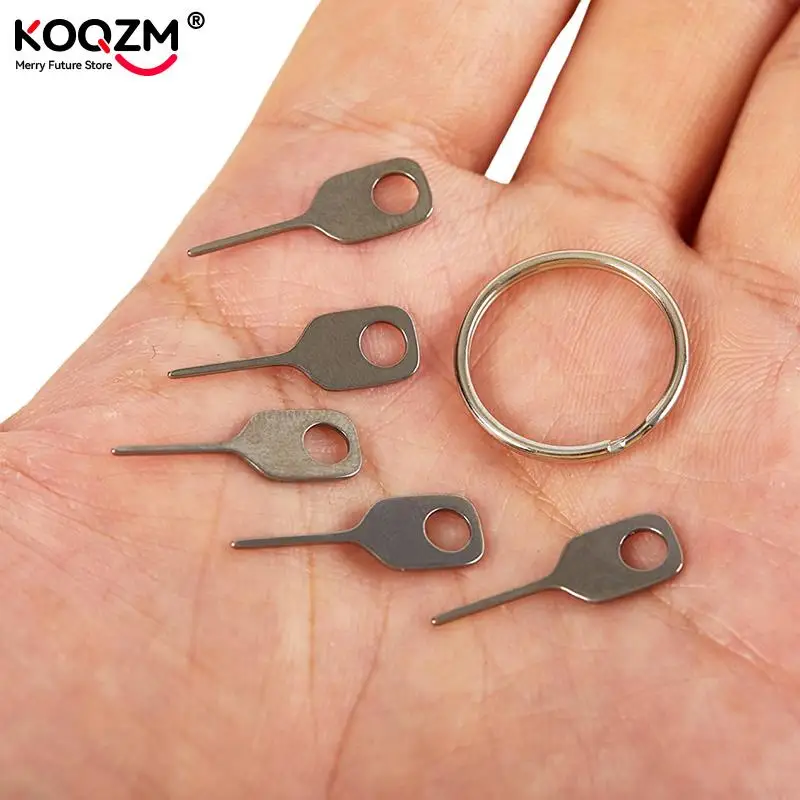 Anti-perdido Sim Card Removal Needle, Sim Card Pin, 1 Ring Key Tool, Telefone Ejetando Pin, SIM Card Tray Ejection, Chaveiro, 5pcs