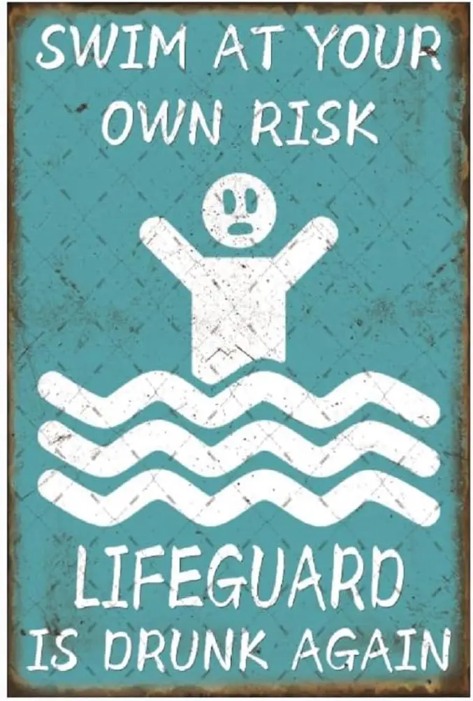 1x, EMOHAT Предупреждающий металлический жестяной знак для плавания по вашему риску, знак для бассейна, безопасный настенный декор для бассейна, настенное искусство-алюминий