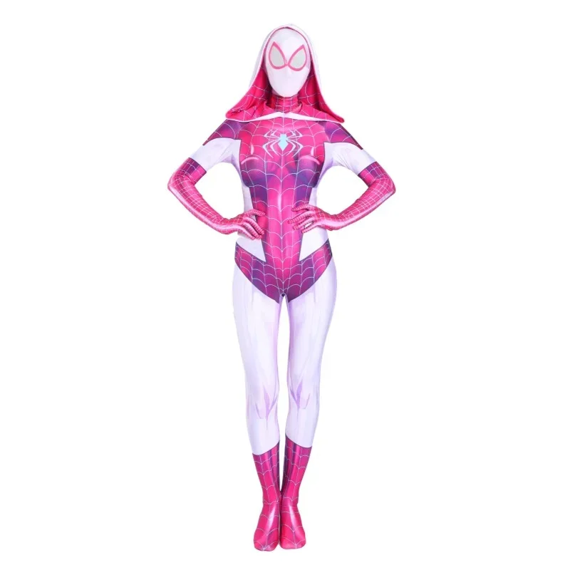 Women & Girls Spider Gwen Stacy Cosplay Zentai Costume for Venom Gwen Halloween Cosplay Female Spider Suit for Kids Jumpsuits