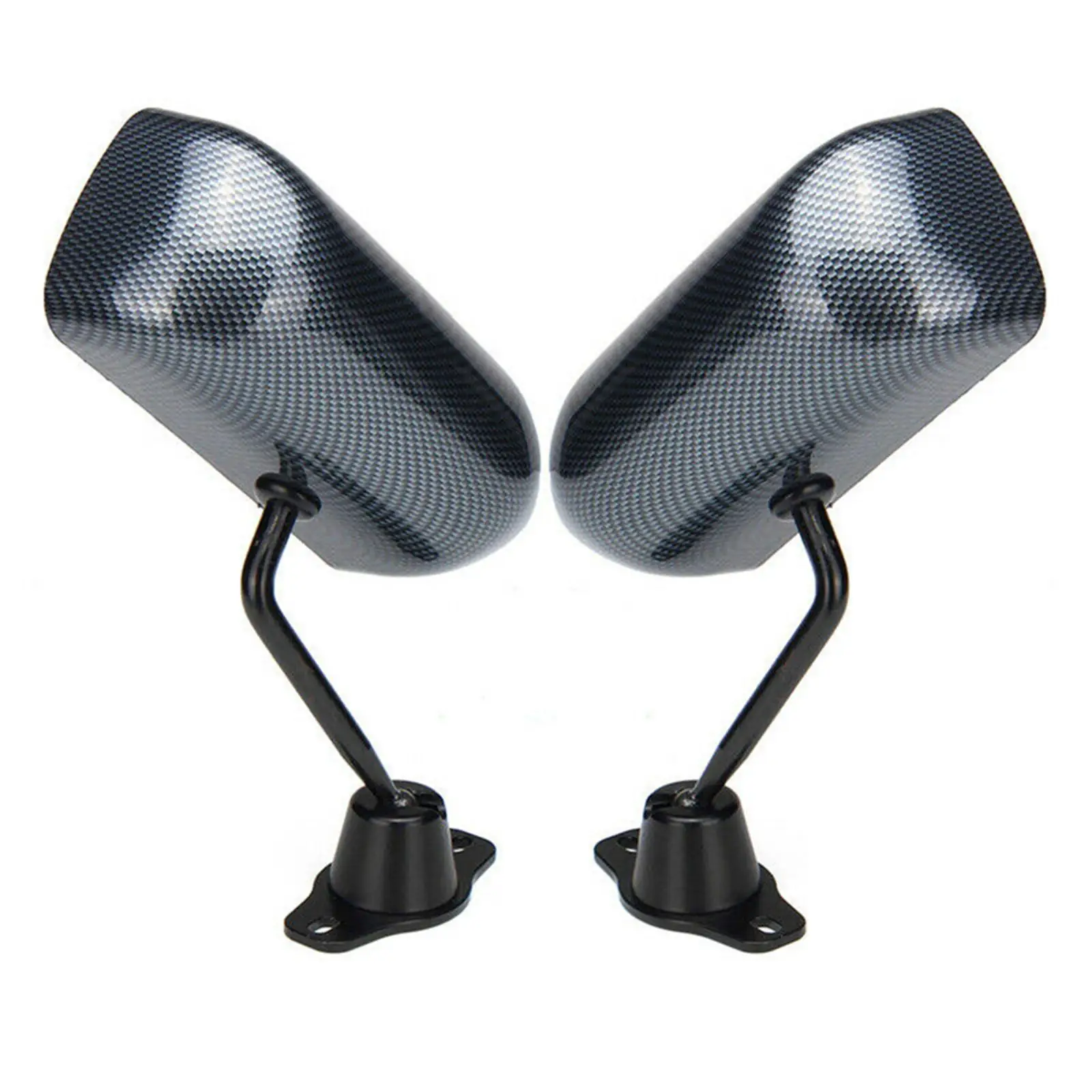 F1 Style Side Mirrors, Blue Glass, Brackets Included, Carbon Fiber Look Finish