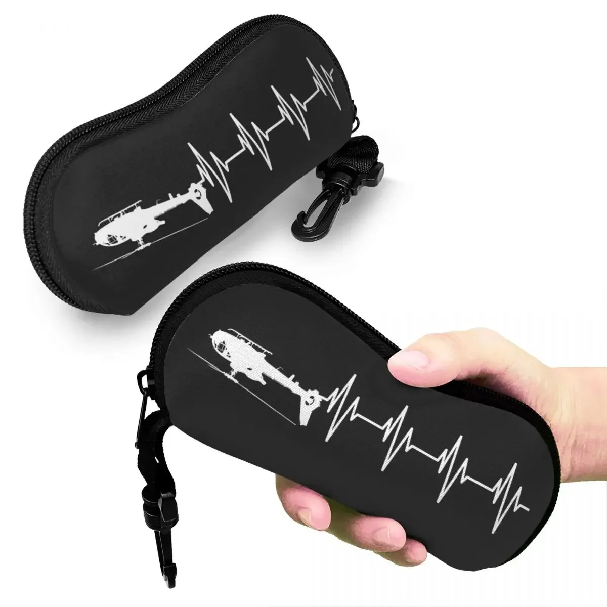 

Helicopter Heartbeat W Shell Glasses Case Portable Sunglasses Box Women Men Soft Eyeglass Bag Pouch