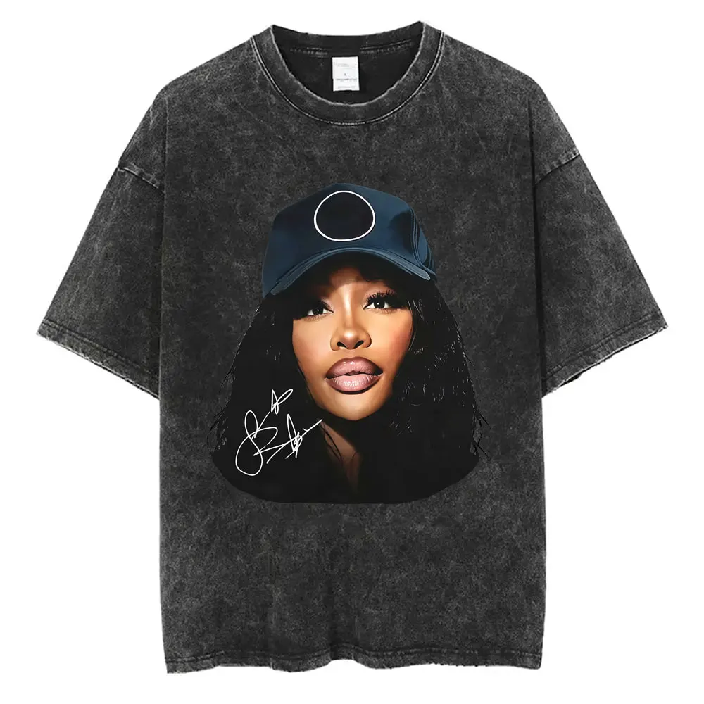 Washed Vintage Rapper SZA How Can I Snooze and Miss The Moment T-shirt Men Women Hip Hop Fashion Oversized T Shirts Streetwear