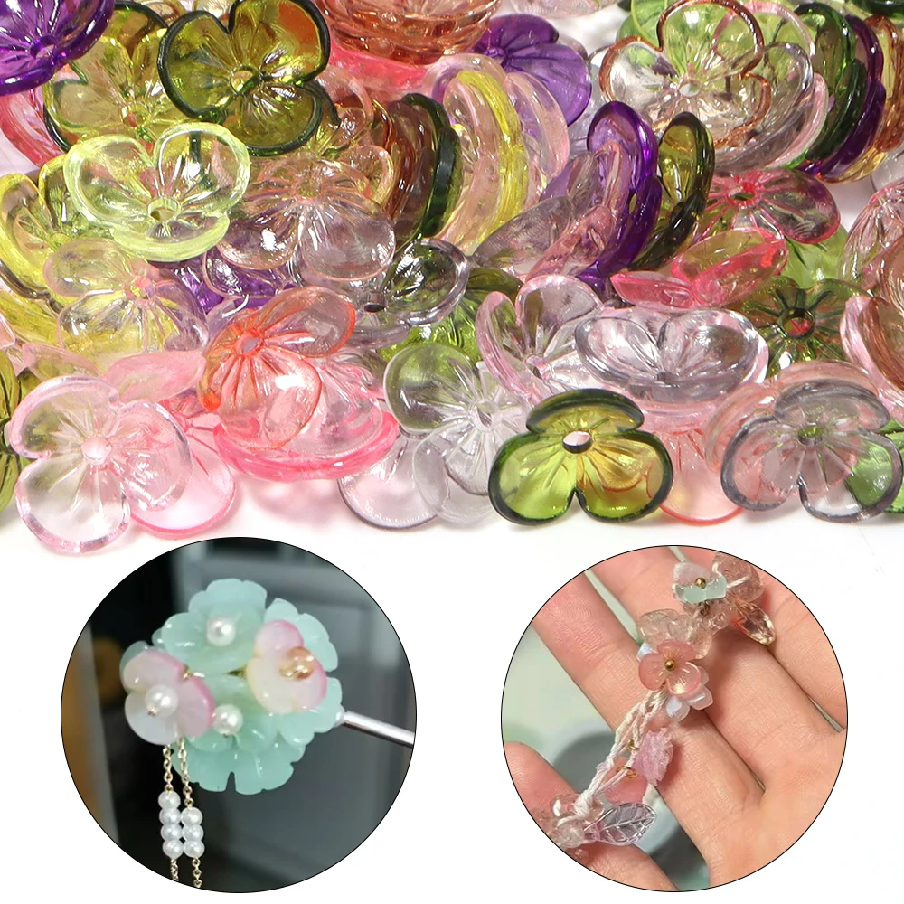 100pcs/lot Colored Flower Bead Caps Loose Spacer Resin Beads For Jewelry Making DIY Handmade Necklace Bracelet Decor Accessories image 3