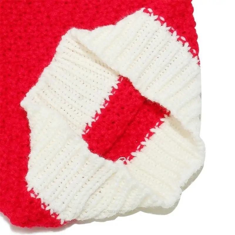 X5XA Fashionable Santa Hat Knitted Christmas Hat Soft Comfortable Hat Adult Santa Hat