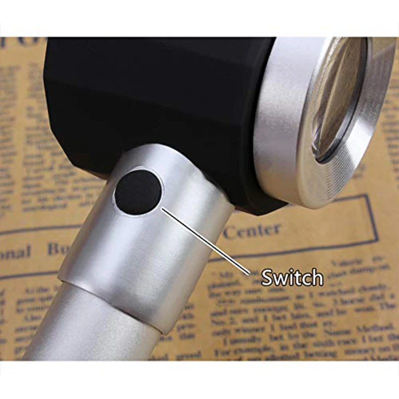 Scale Magnifier Glasses with Light Ruler Magnifying Glass Metal Loupe for Textile Coins Currency Stamps Map Jewelry Handbag