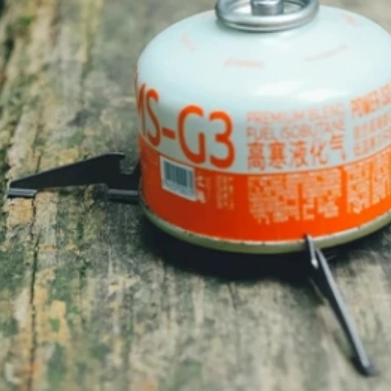 9.2g Titanium metal outdoor camping gas tank support - Foldable fuel stabilizer - Gas tank tripod holder - Support bracket view 4