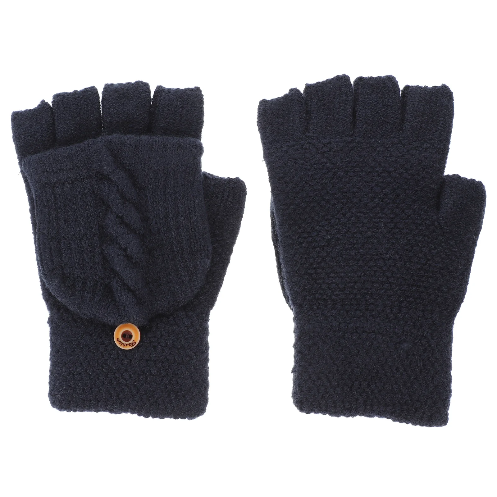 زوج واحد من قفازات الأصابع القابلة للتحويل للنساء، قفازات دافئة من مزيج الكشمير الأكريليك، تصميم شاشة لمس متوافقة مع الشتاء