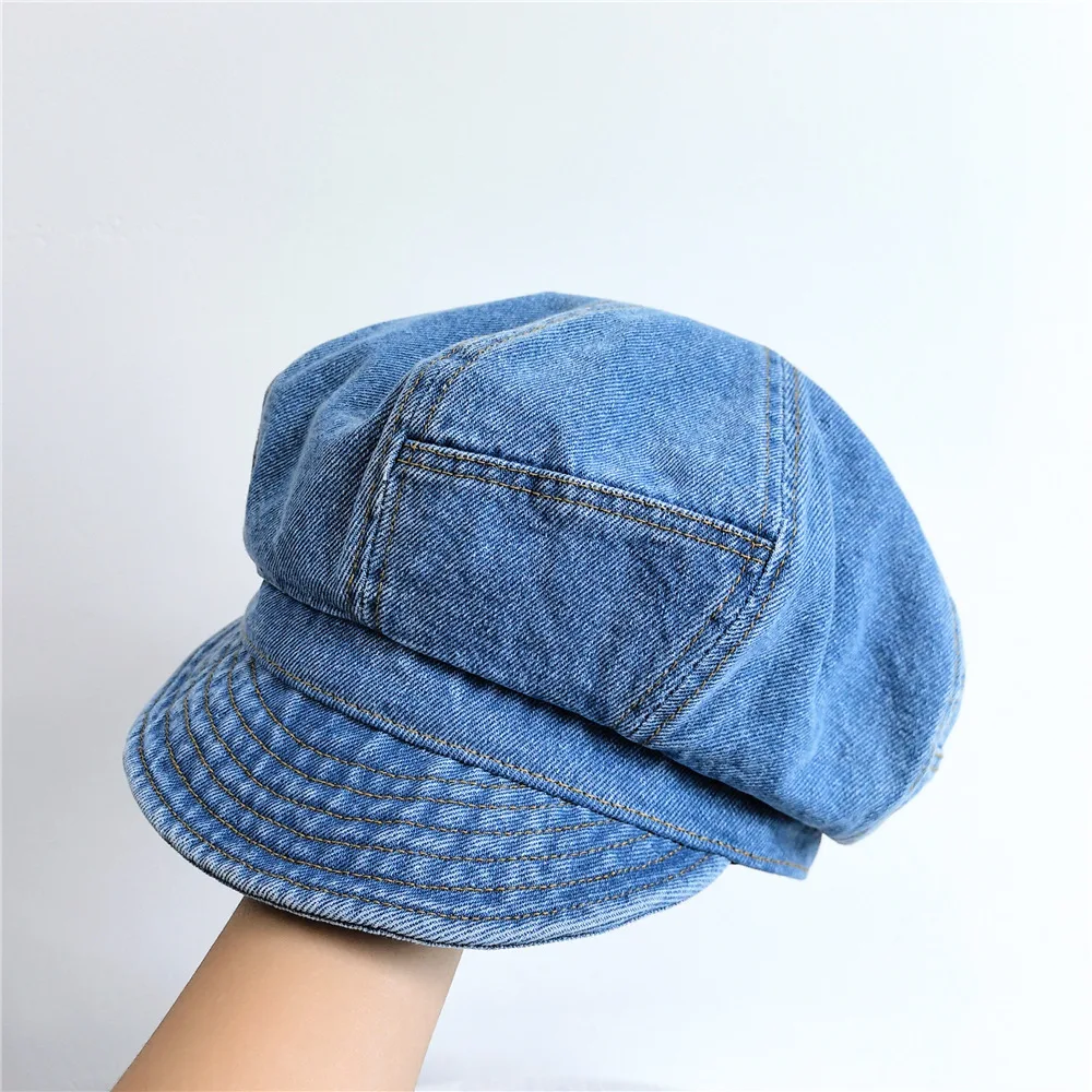 Cap Women Octagonal Hat Denim Spring Autumn Accessory For Painter Newsboy Outdoor Holiday