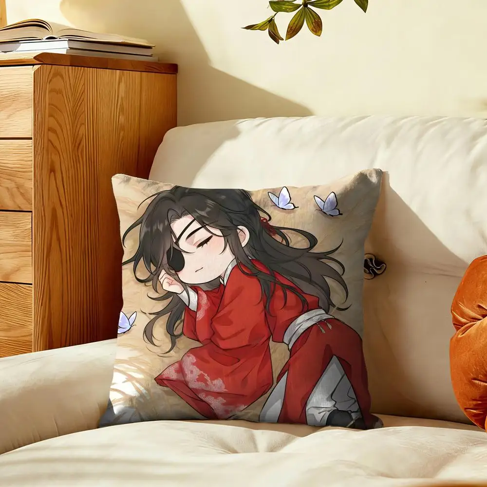 Heaven O-Officials Blessing Cushion Cover Plush Fabric Soft Double-Sided Printed Sofa Home Decor Fine Winter Gift Pillow Case