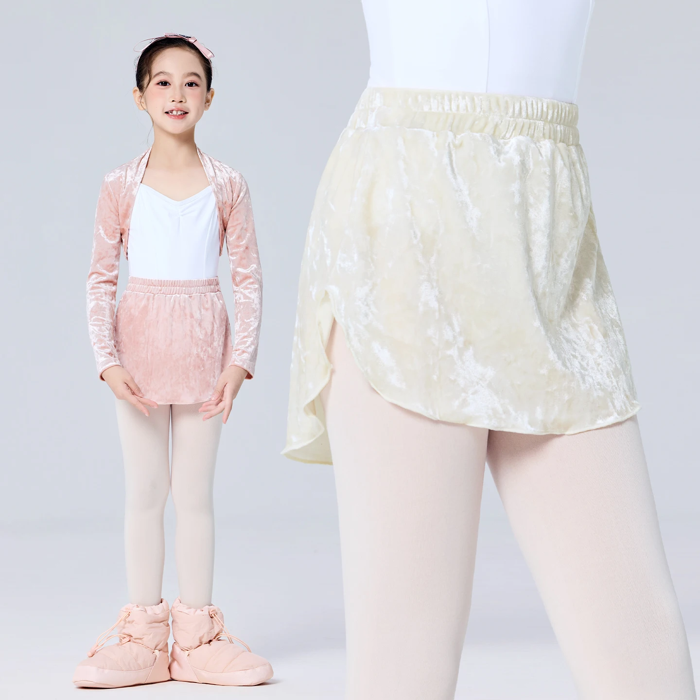 

Детская бархатная юбка с боковым разрезом для девочек, юбка для балета и танцев, короткая юбка-пачка с эластичной резинкой на талии, короткие юбки для девочек