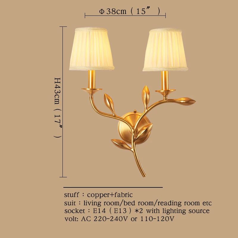 TYLA Indoor Wall Lamps Fixture Copper Modern LED Sconce Contemporary Creative Decorative For Home Foyer Corridor Bedroom 