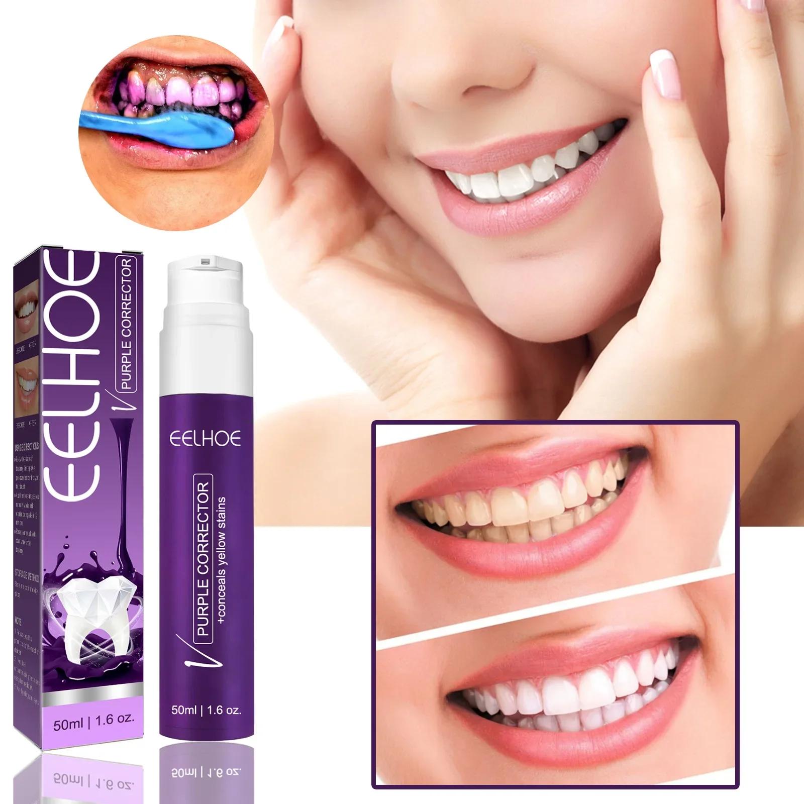 

V34 Purple Toothpaste – Complete Care and Whitening for Anti Pigment Yellow Teeth Stain Removal - Sensitive Teeth Toothpaste