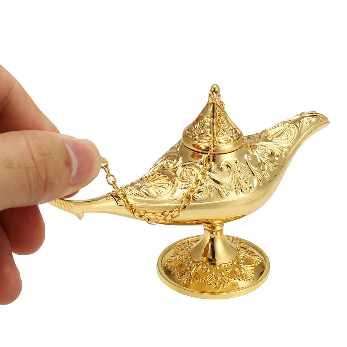 Metal Hollow Carved Legend Lamp Aladdin Magic Light Wishing Pot Ornaments Home Fancy Dress Decor Collection Art Craft Gift
