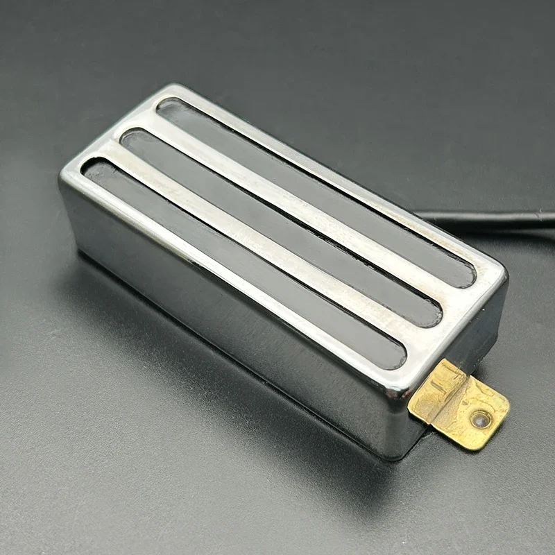 Brass Cover III Style Mini Humbucker with 4 Conduct Cable Coil Splitting for LP Style Guitar Chrome 68x29MM 7.5K