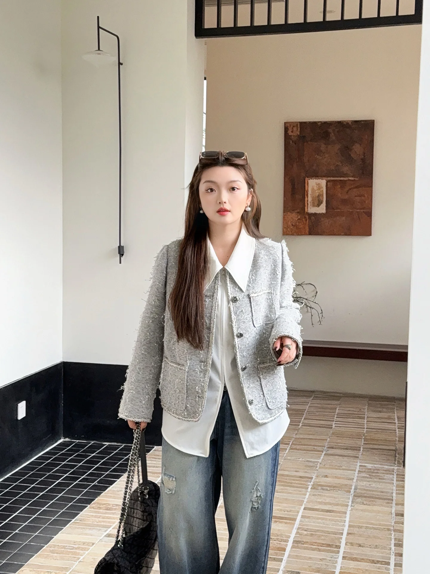 

Женская модная куртка больших размеров Miss ng plus Size 【Sea Salt Caramel】 с пушистым ворсом, премиум-класса, в стиле Little Fragrance, осенняя новинка, топ