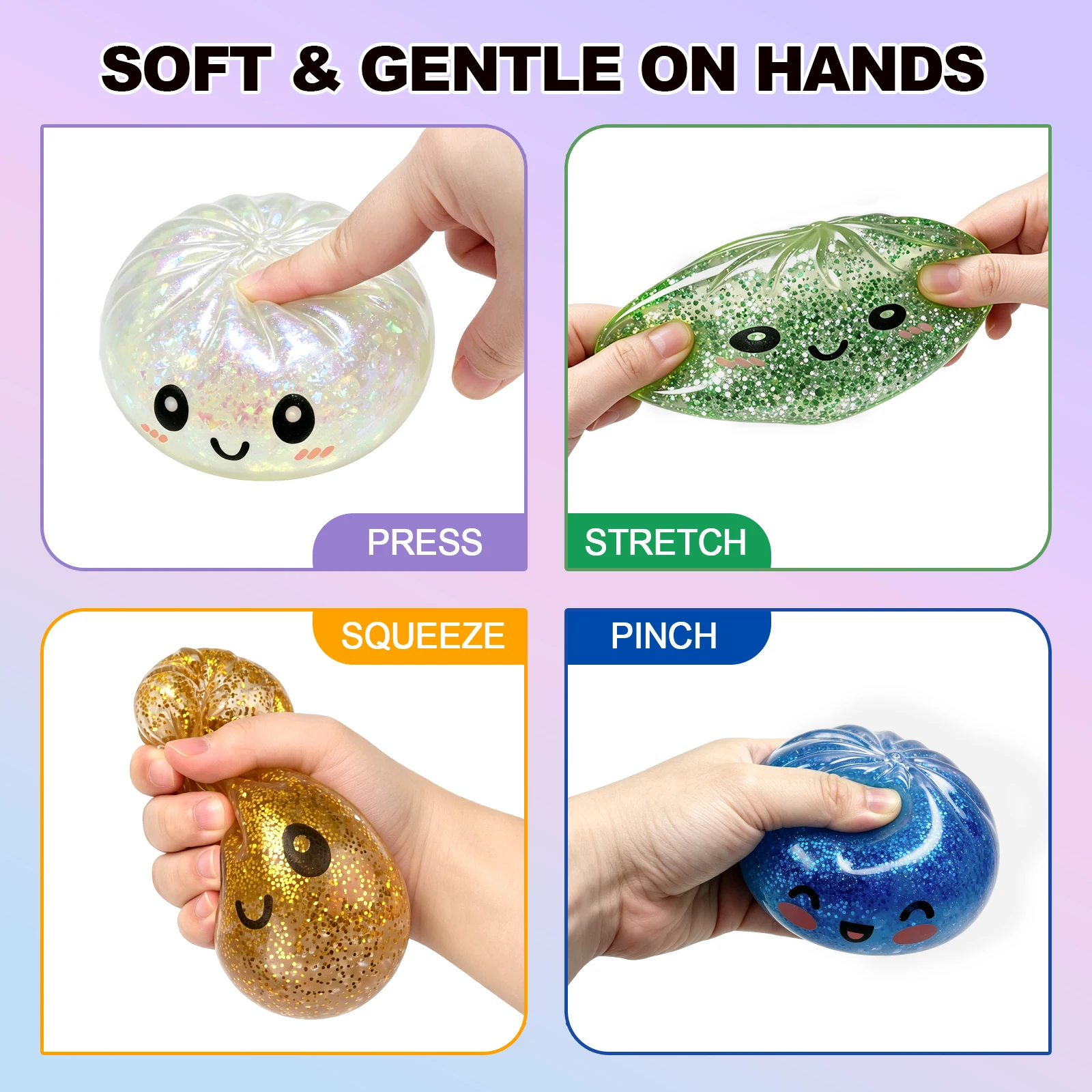 Simulated Steamed Buns Squishy Rebound Soft Squeeze Stress Ball with Bamboo Steamer Box Anti-Stress Toy Sensory Creative Gift