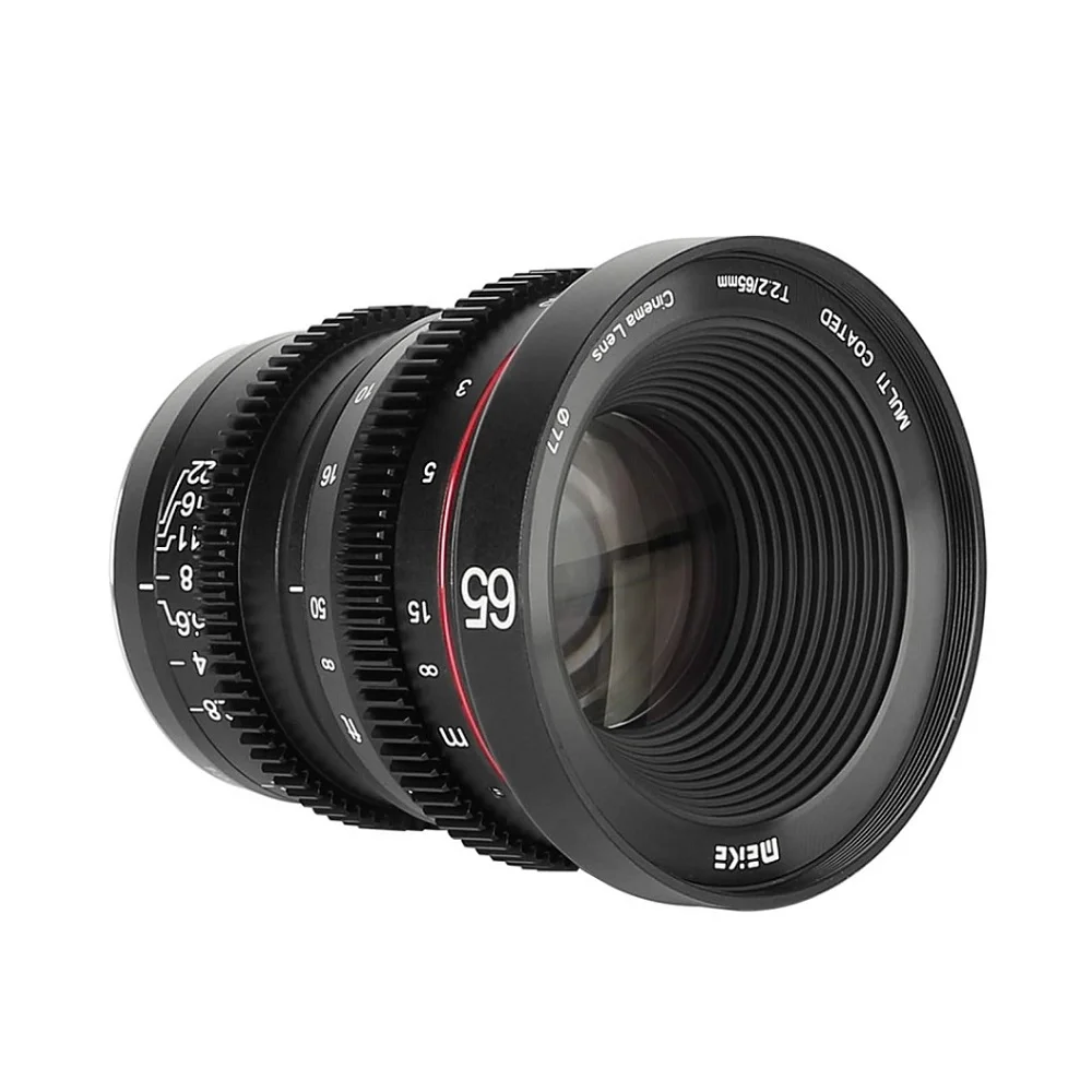Meike-Objectif Cine à mise au point manuelle à grande ouverture, Olympus, Panasonic, Lumix figuré, 3 appareils photo à monture, BMPCC, 4K, Zcam, E2, T2.2, 65mm, 4K