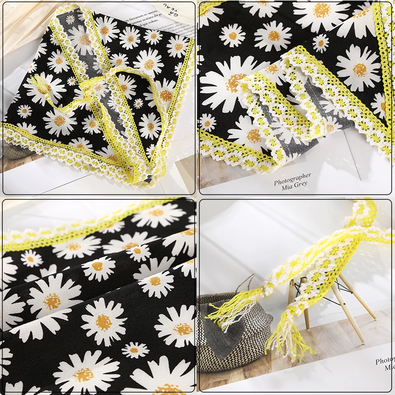 Summer Flower Printing Hair Scarf Hairband Straps Daisy Headband Triangle Bandana Kerchief Women Girl Headwear Hair Accessories